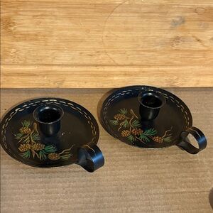 Candle Holders with Pinecone Design
